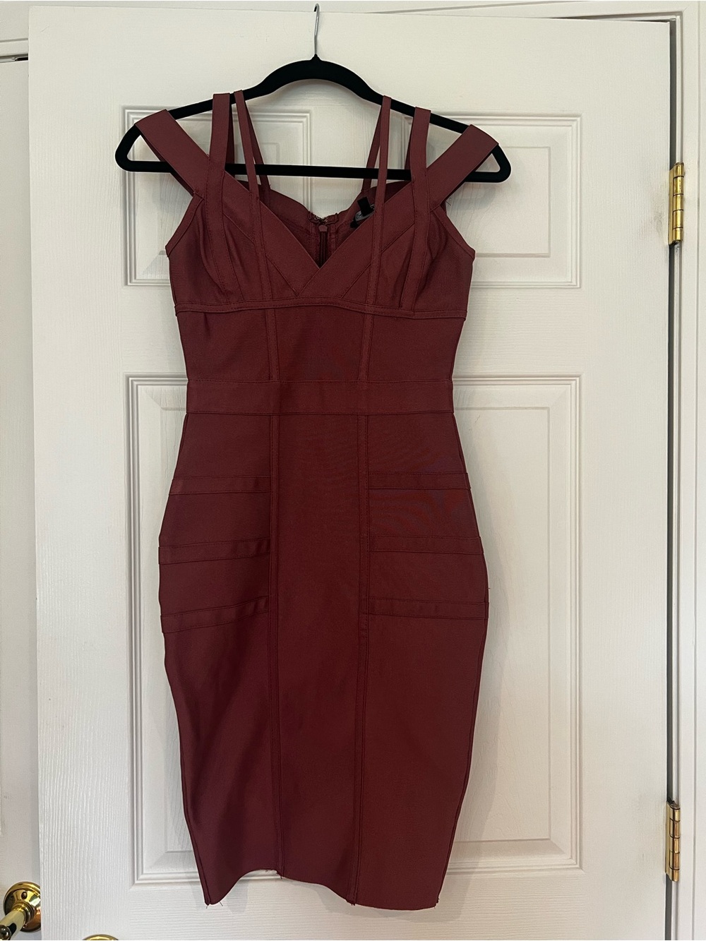 Fashionnova Strappy Bodycon Dress in Deep Wine